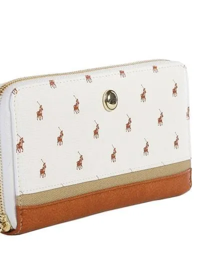Polo Heritage Ladies Zip Around Purse White