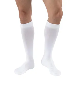 PR/1 JOBST MEDICAL LEG WEAR, MEN, KNEE HIGH, RIBBED, 15-20MMHG, MD, WHITE, CLOSED TOE