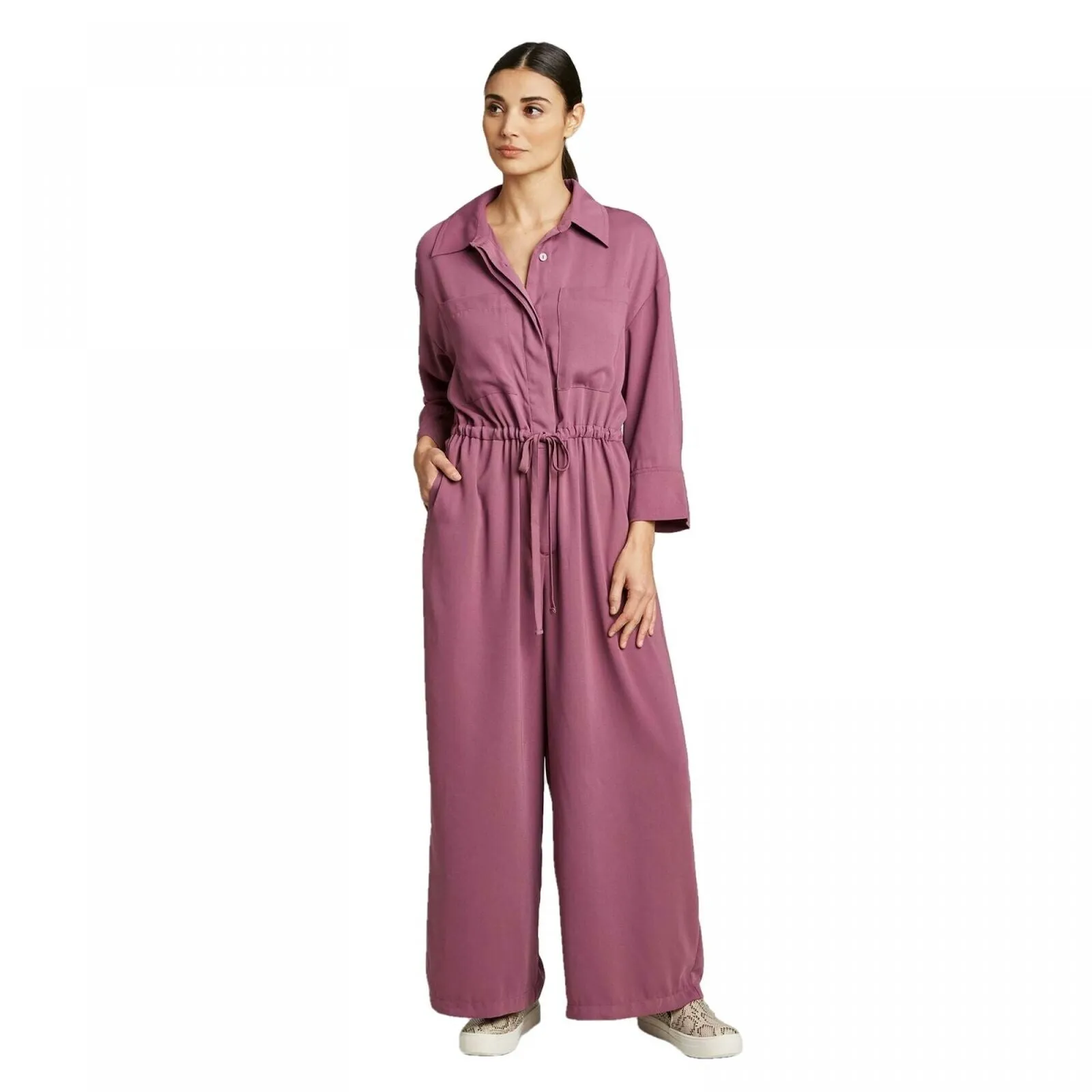 Prologue Women's Long Sleeve Collared Wide Leg Jumpsuit
