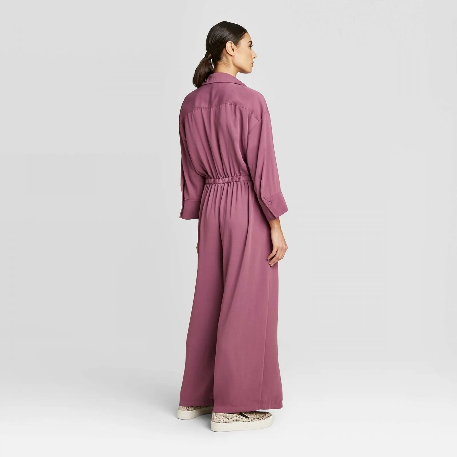 Prologue Women's Long Sleeve Collared Wide Leg Jumpsuit