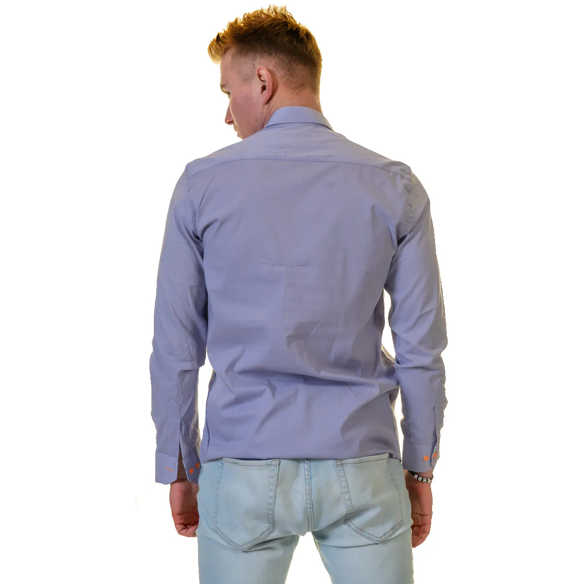 Purple Multicolor Pattern Mens Slim Fit Designer Dress Shirt - tailored Cotton Shirts for Work
