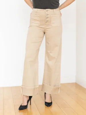 RISEN Latte High Rise Patch Pocket Wide Leg
