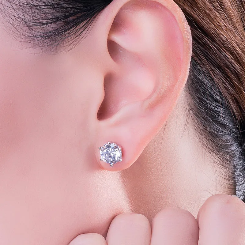 Round Cut Created White Diamond Stud Earrings