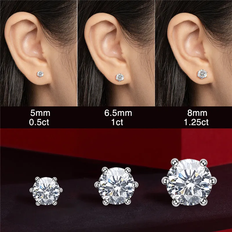 Round Cut Created White Diamond Stud Earrings