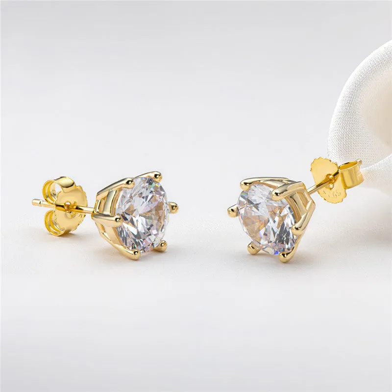 Round Cut Created White Diamond Stud Earrings