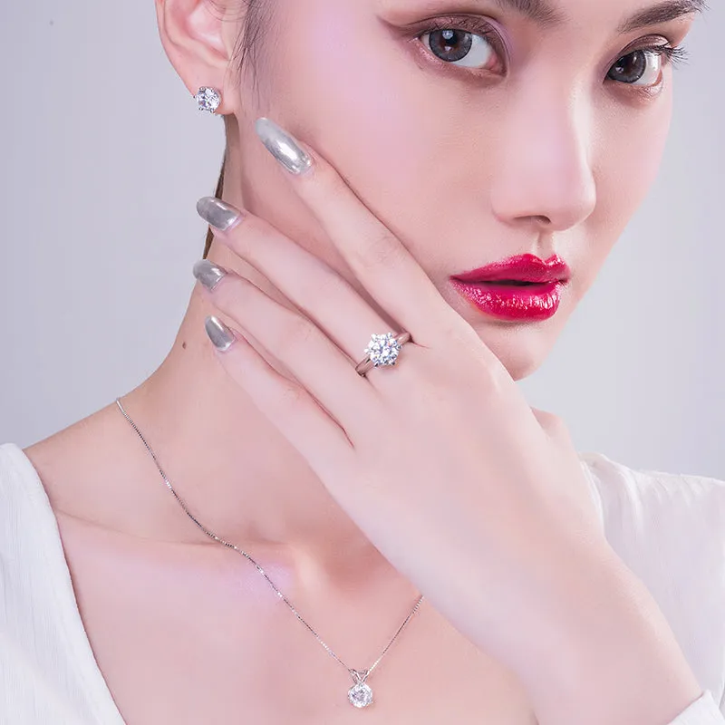 Round Cut Created White Diamond Stud Earrings