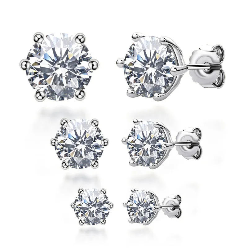 Round Cut Created White Diamond Stud Earrings