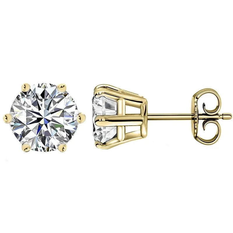 Round Cut Created White Diamond Stud Earrings