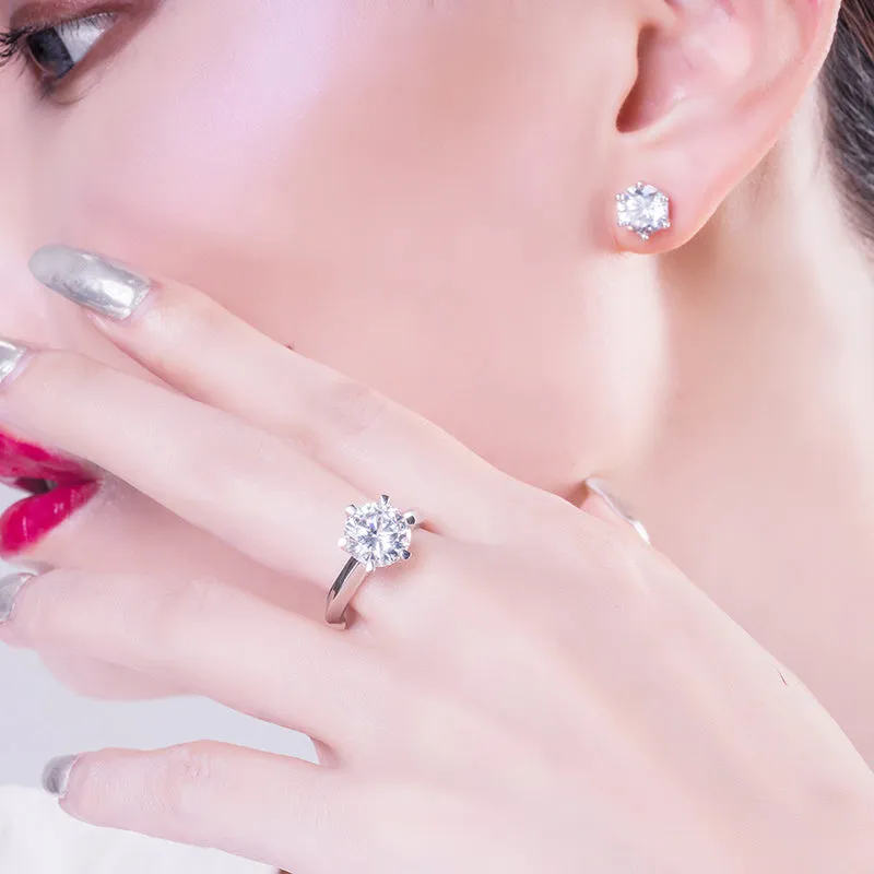 Round Cut Created White Diamond Stud Earrings