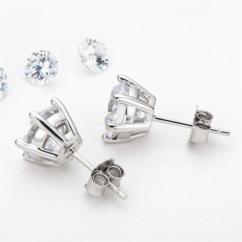 Round Cut Created White Diamond Stud Earrings