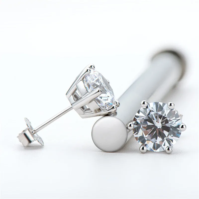 Round Cut Created White Diamond Stud Earrings