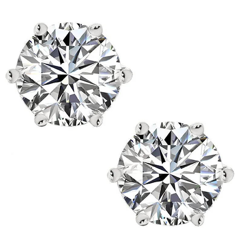 Round Cut Created White Diamond Stud Earrings