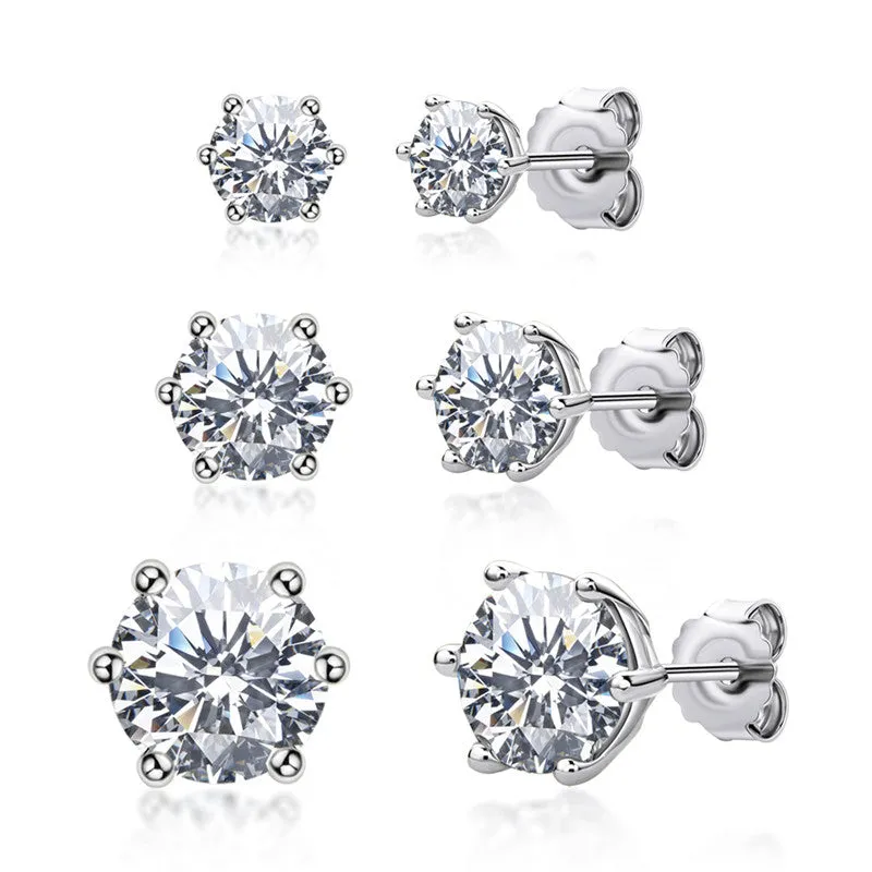 Round Cut Created White Diamond Stud Earrings