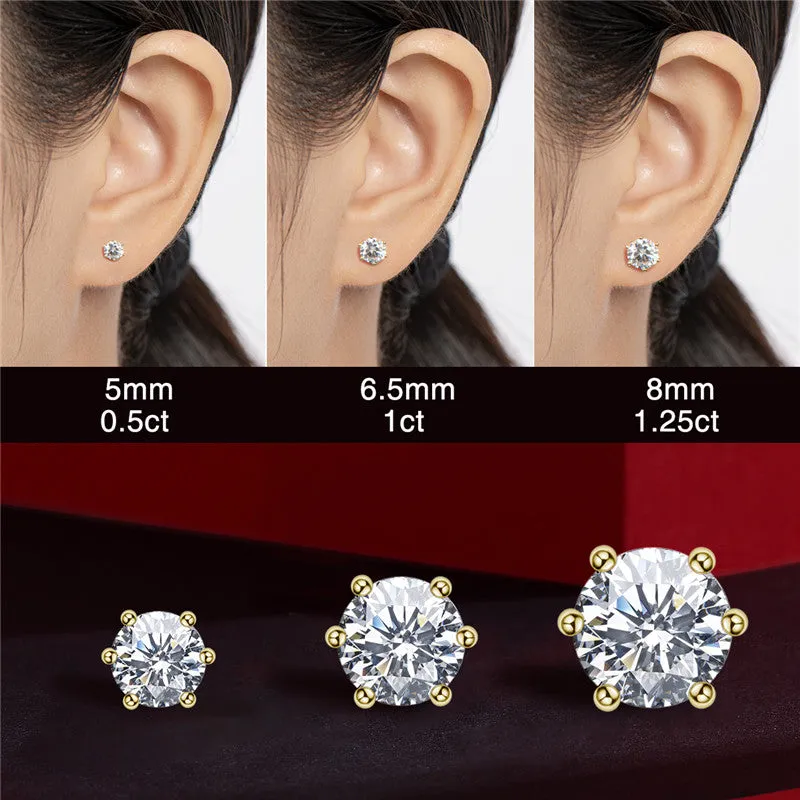 Round Cut Created White Diamond Stud Earrings