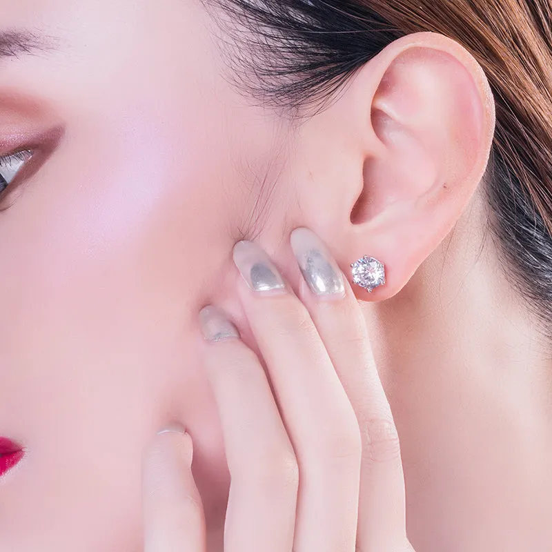 Round Cut Created White Diamond Stud Earrings
