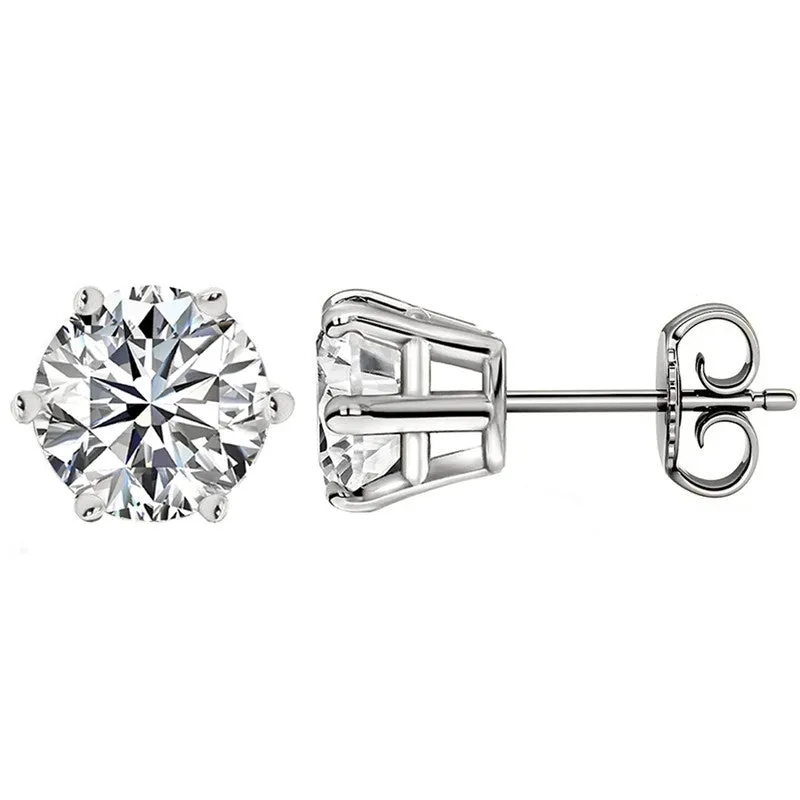 Round Cut Created White Diamond Stud Earrings