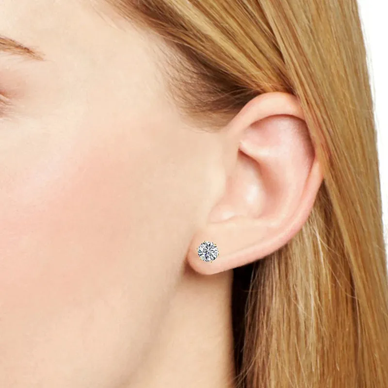 Round Cut Created White Diamond Stud Earrings