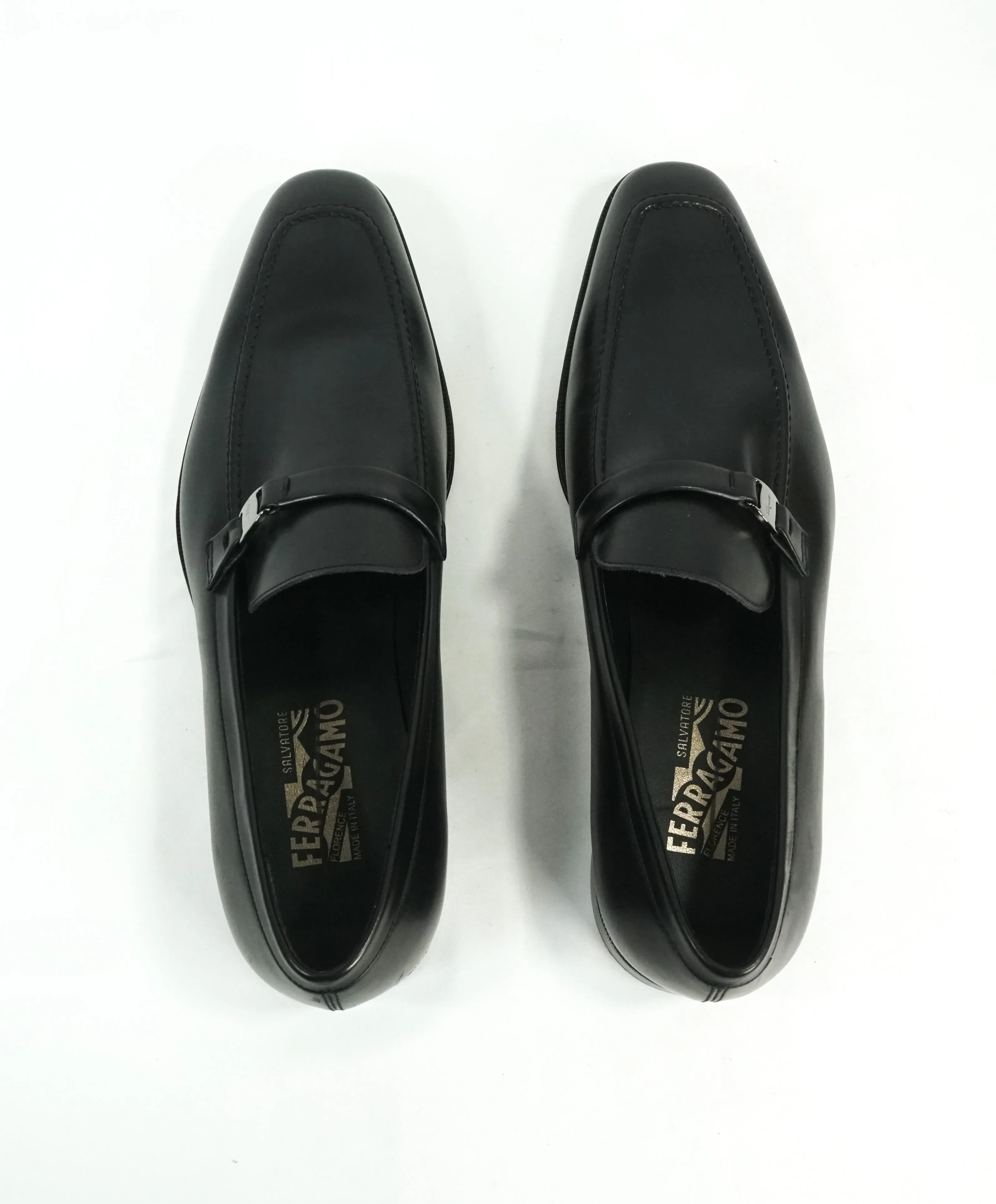 SALVATORE FERRAGAMO - “Destin” Black Slip-On Loafer With Engraved Bit - 11.5 D