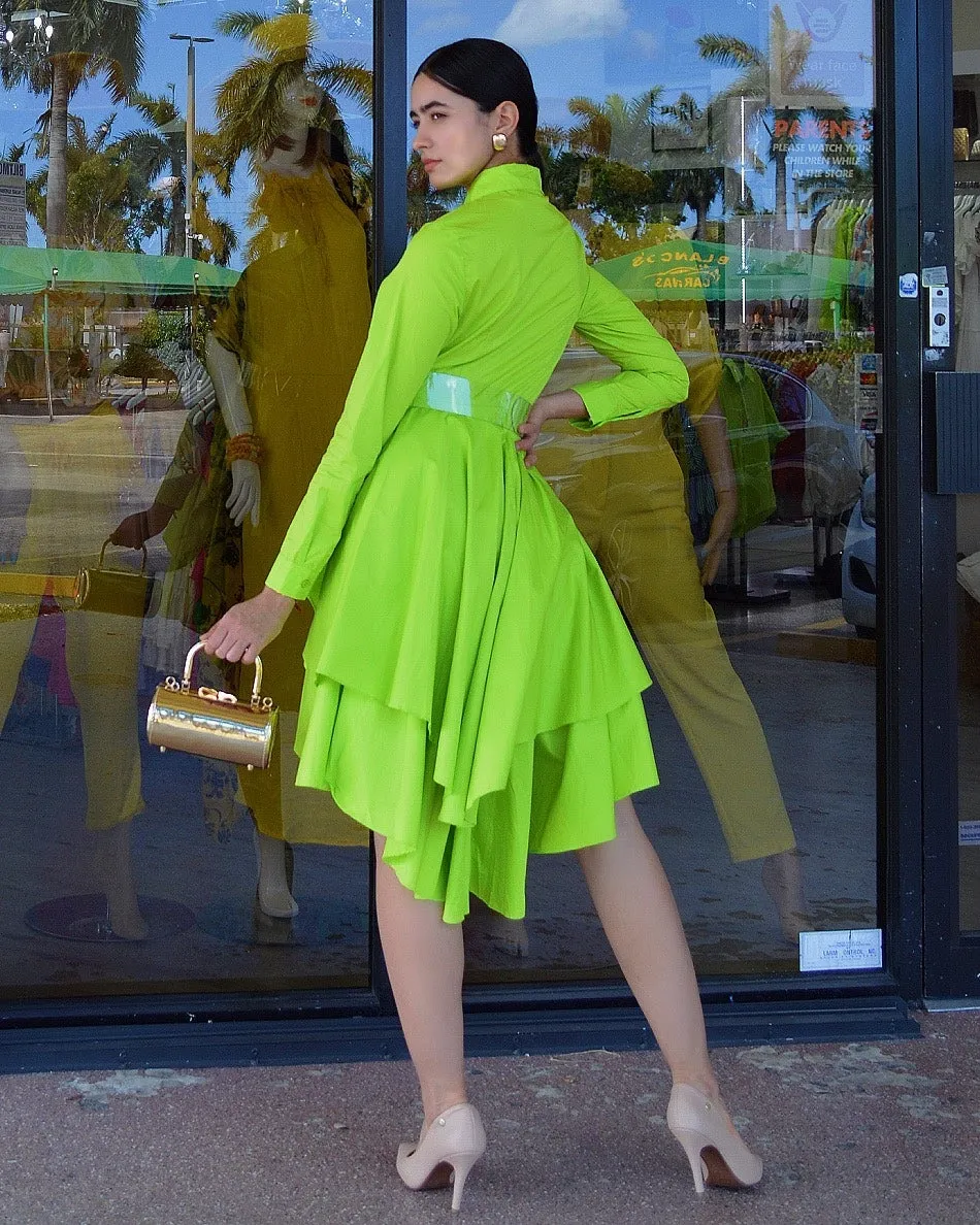 See You Talking About It  High Low Mini Dress Lime Green