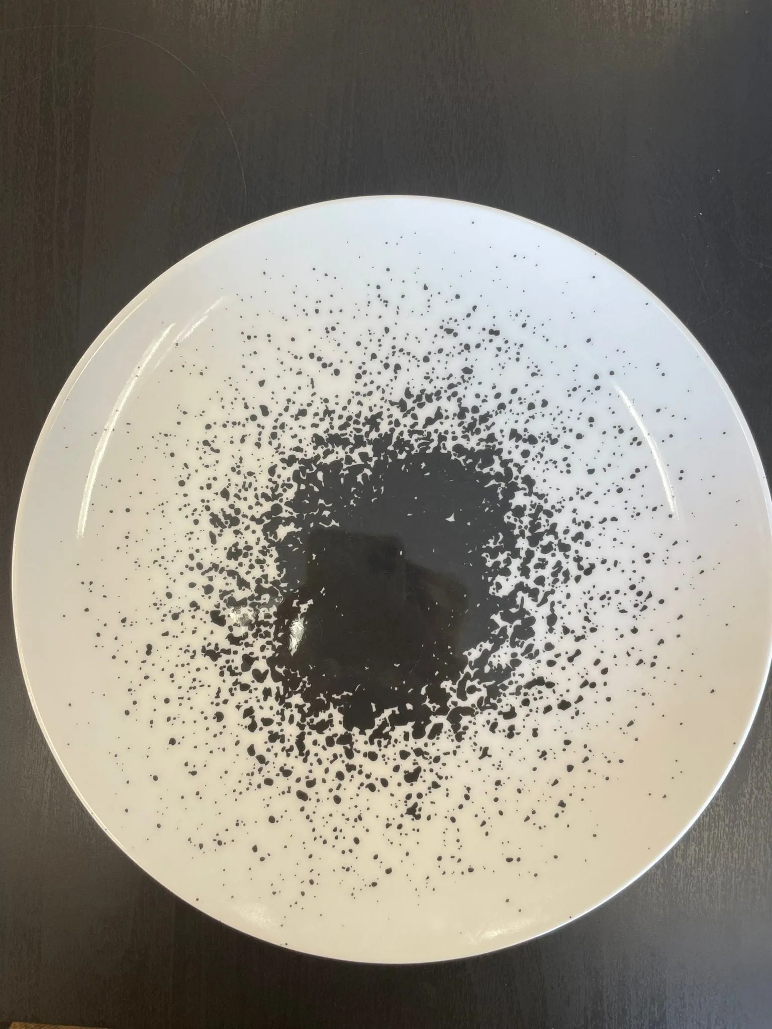 Set of 4 white dinner plate with black Design #13
