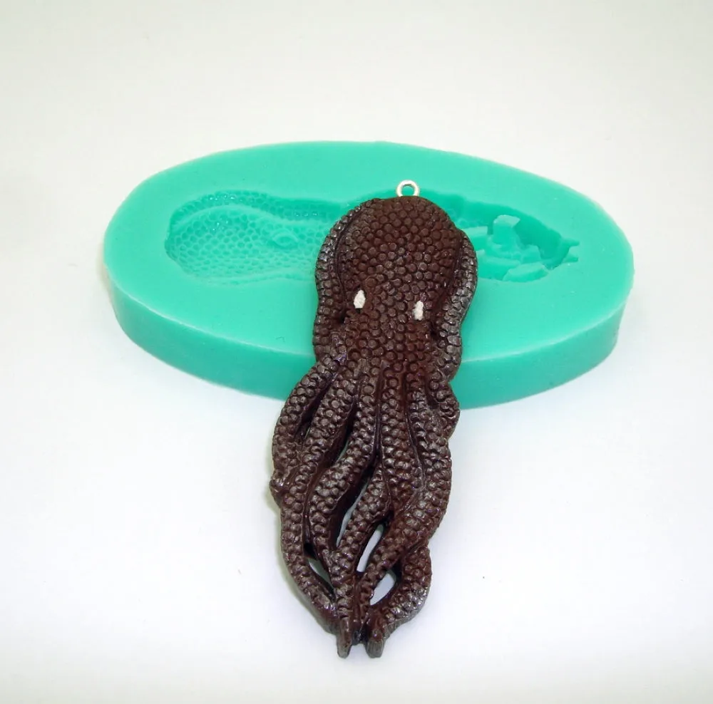 Silicone Mold Big Octopus Jewelry Making Resin Polymer Clay.
