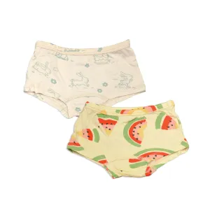Silkberry Girls 2pack Bamboo Boxer Briefs Watermelon/Bunny Mix