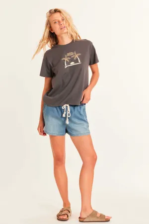 Sisstrevolution Beach Daze Boyfriend Knit Tee  - Charcoal