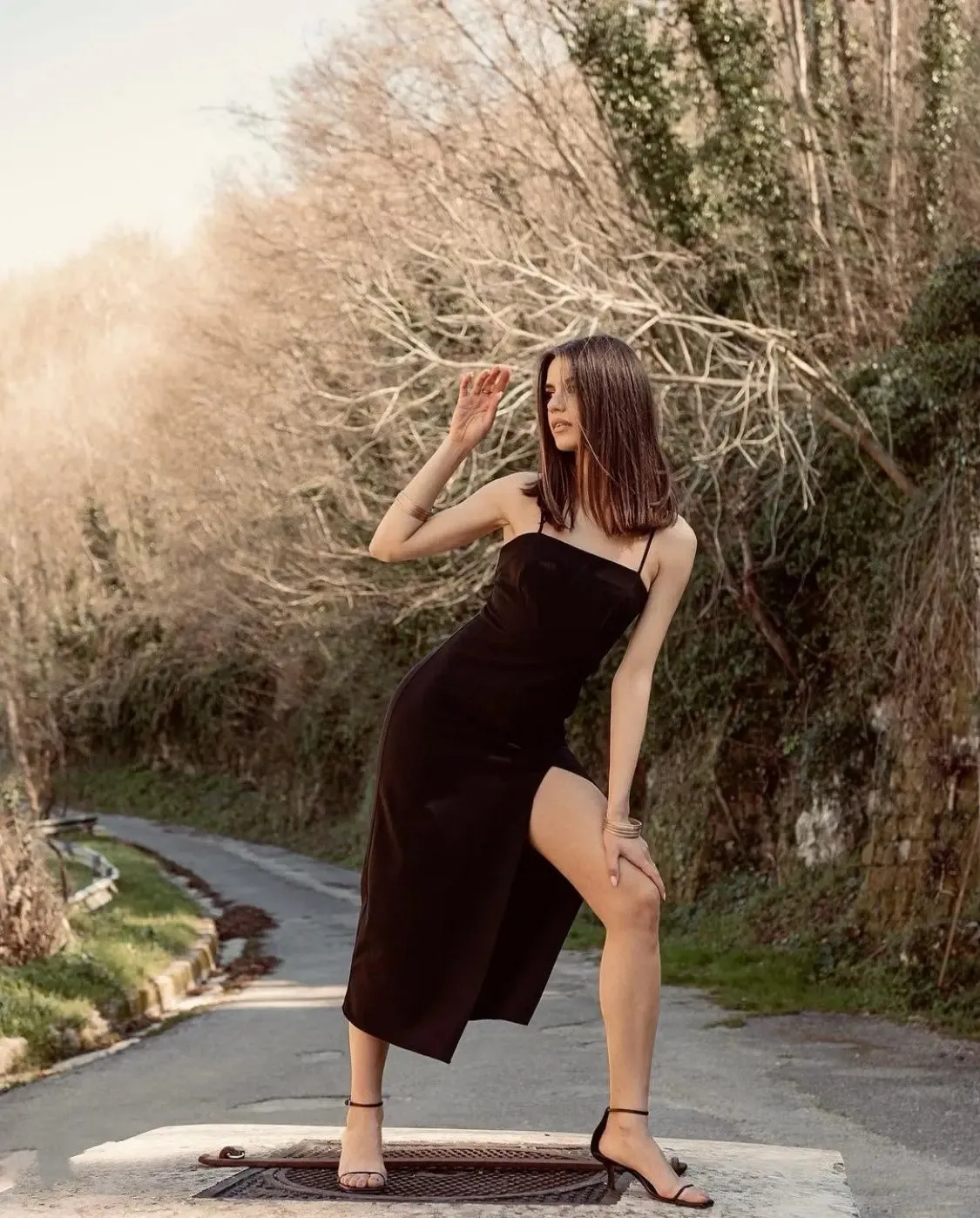 Slim Fit Black Midi Slip Dress - Elegant Casual Wear