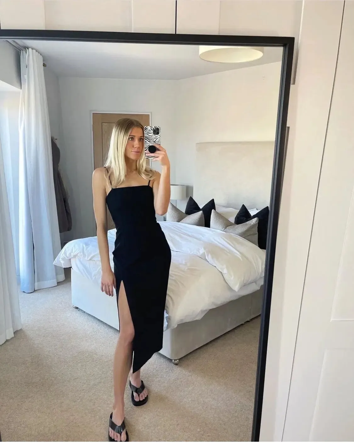 Slim Fit Black Midi Slip Dress - Elegant Casual Wear