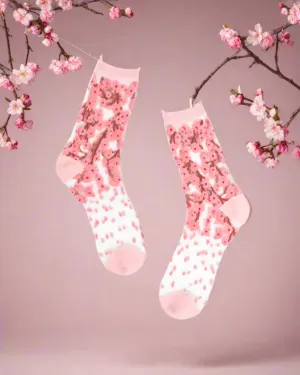 Sock Candy Cherry Blossom Sheer Crew Sock