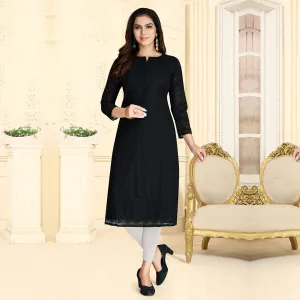 Solid Black Perfection Stylish Kurta for Women