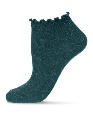 Sparkle Rib Low Cut Socks in Teal