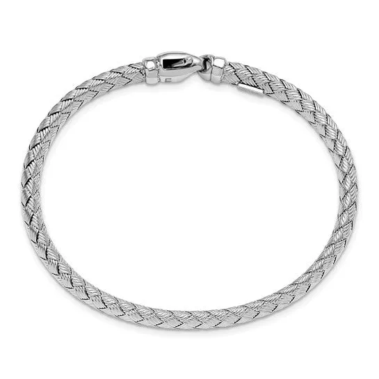 Sterling silver Rhodium-plated Weaved Silver Bangle