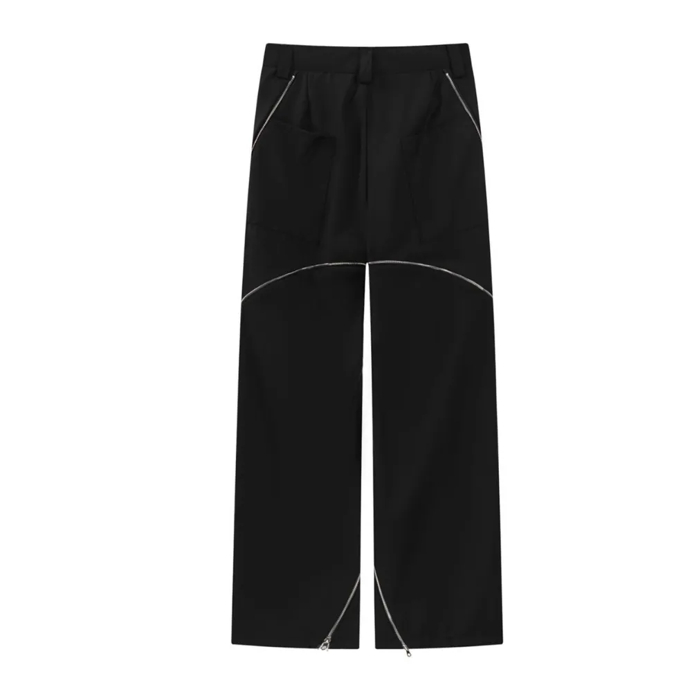 Street Dark Zipper Casual Jeans