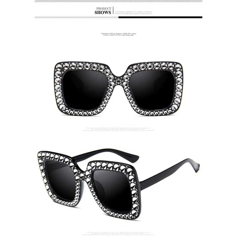 Stylish Blinged Out  Oversized Sunglasses Accessories