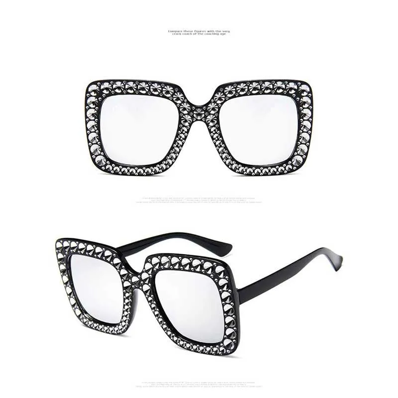 Stylish Blinged Out  Oversized Sunglasses Accessories