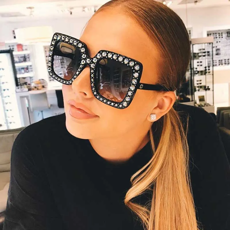 Stylish Blinged Out  Oversized Sunglasses Accessories
