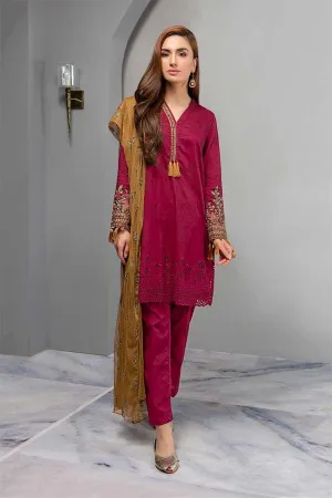 Stylish Home Dress In Maroon Color Model# L 1839