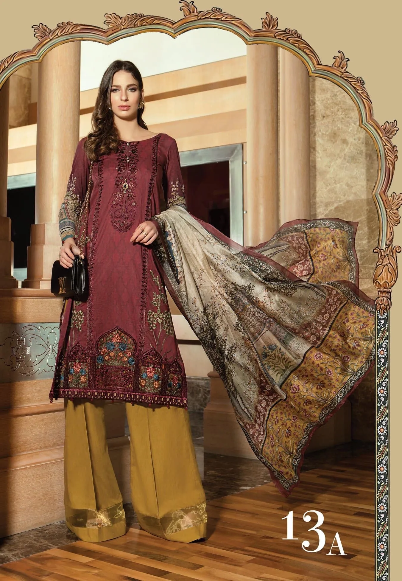 Stylish Punjabi Suit In Dark Maroon Color Model#L 1767