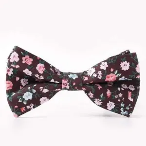 Stylish Tiny Flowers Pattern Wedding Banquet Party Double-Deck Bow Tie For Men - Coffee