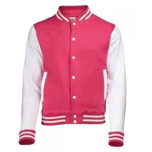 Stylish Women’s Pink Varsity Bomber Jacket | Soft &amp; Lightweight
