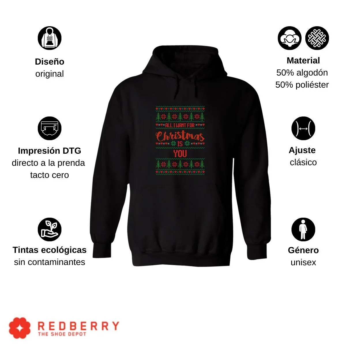 Sudadera Deportiva Hombre Navideña Hoodie 022