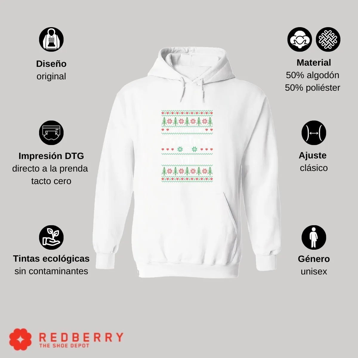 Sudadera Deportiva Hombre Navideña Hoodie 022