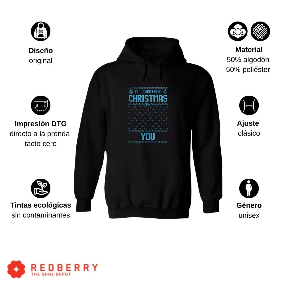 Sudadera Navideña Hombre Deportiva Hoodie 024
