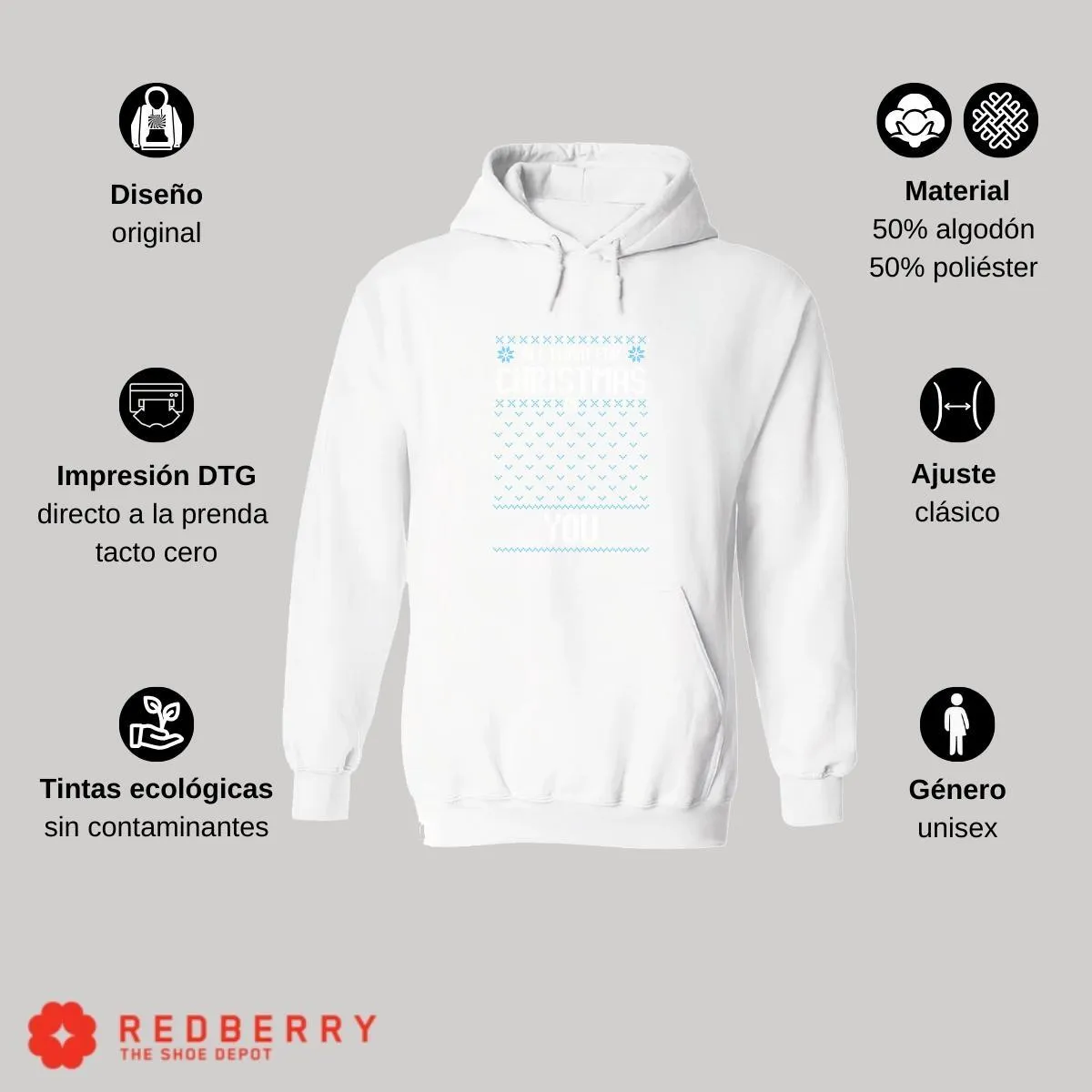 Sudadera Navideña Hombre Deportiva Hoodie 024