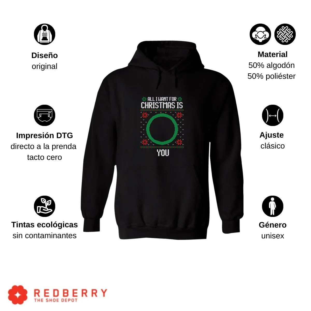 Sudadera Navideña Hombre Deportiva Hoodie 026