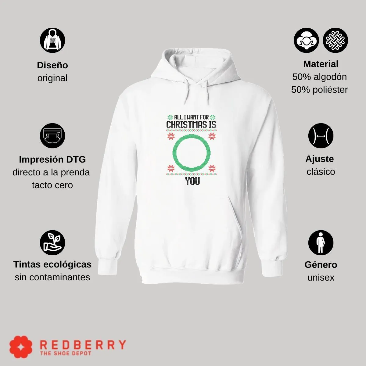 Sudadera Navideña Hombre Deportiva Hoodie 026