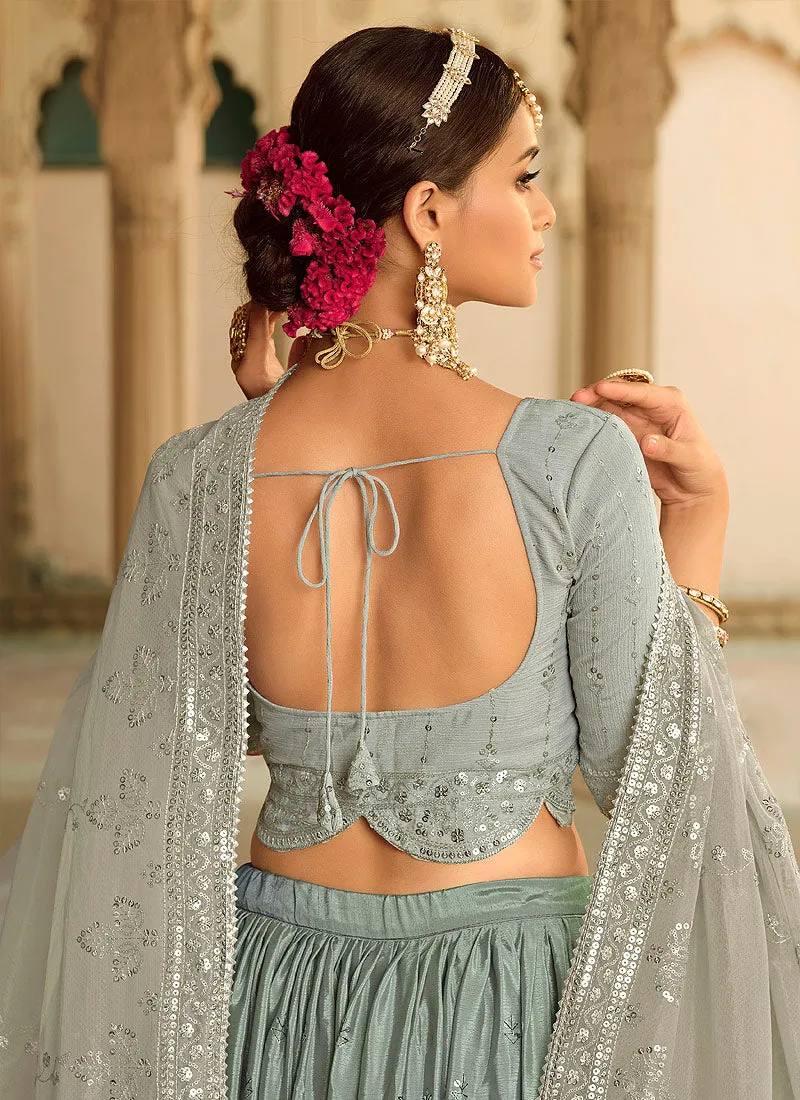 Teal Shaded Heavy Embroidered Stylish Lehenga Choli