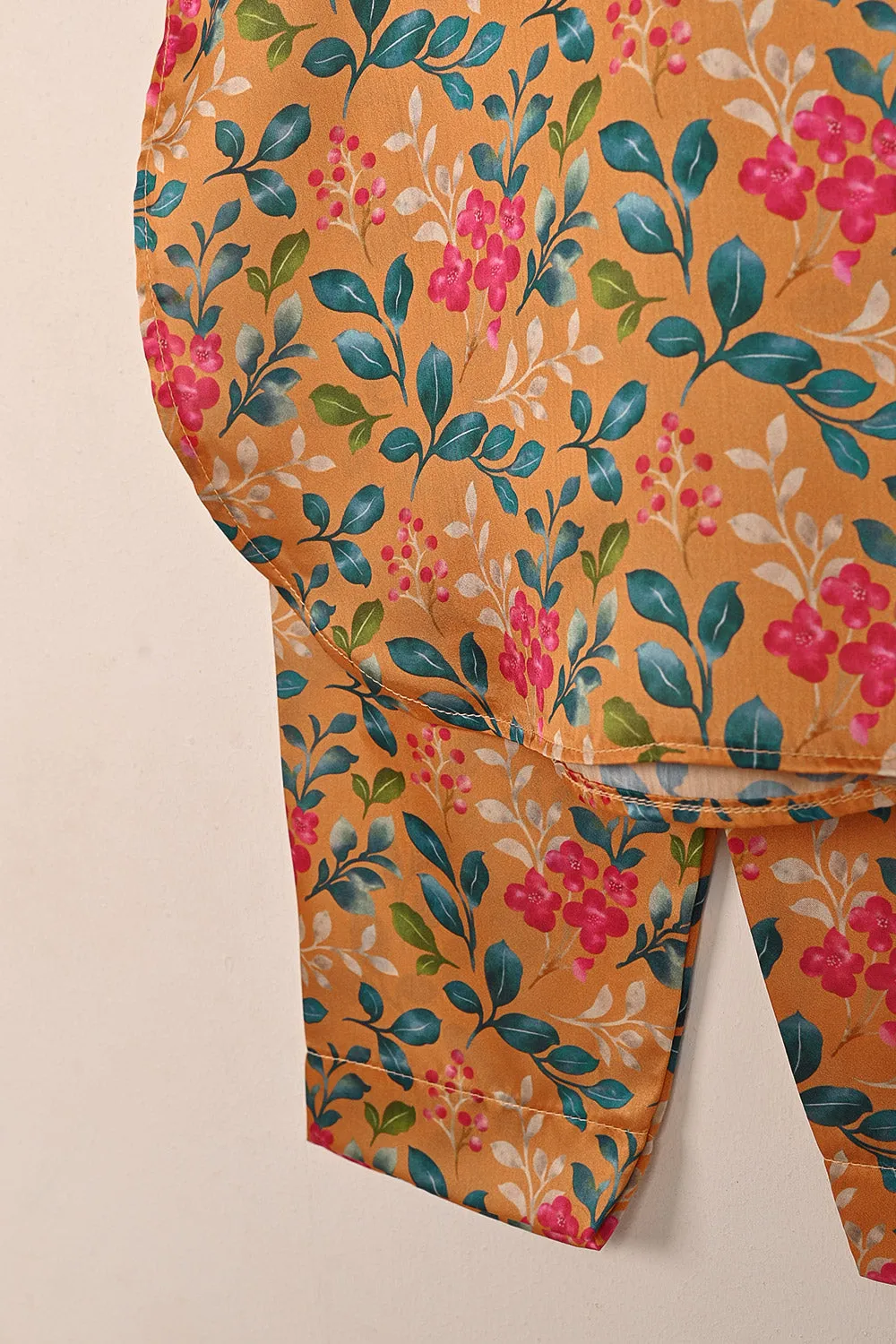 TKF-156-Orange - Kids 2Pc Digital Silk Co-Ord Set