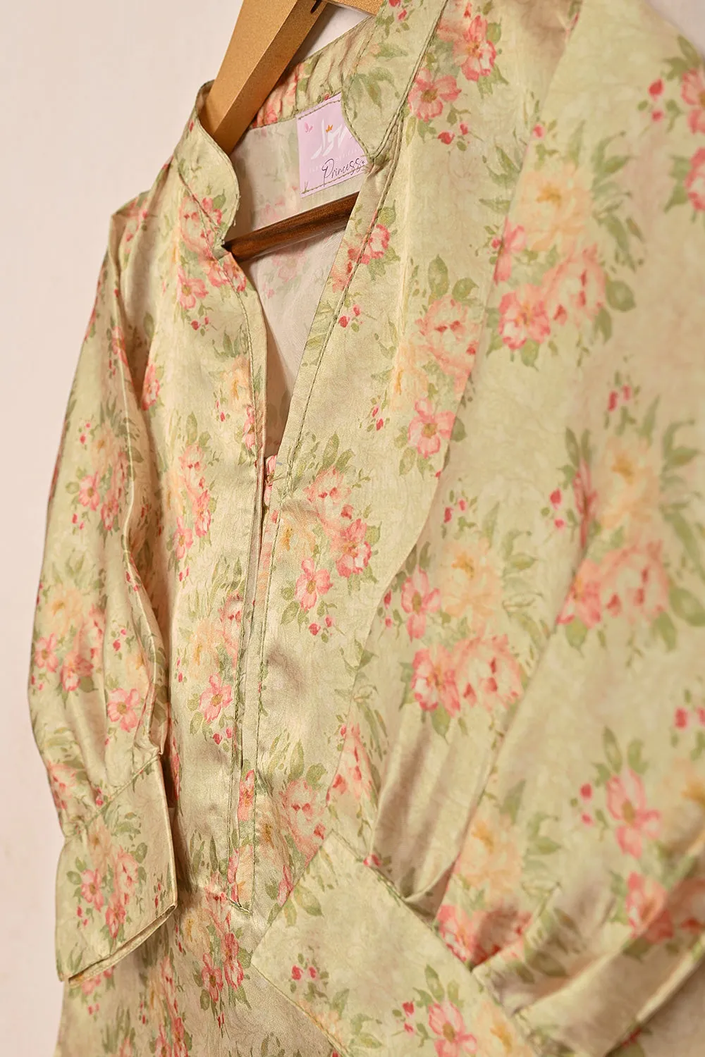 TKF-191-Pastel Yellow - Kids 2Pc Digital Silk Co-Ord Set